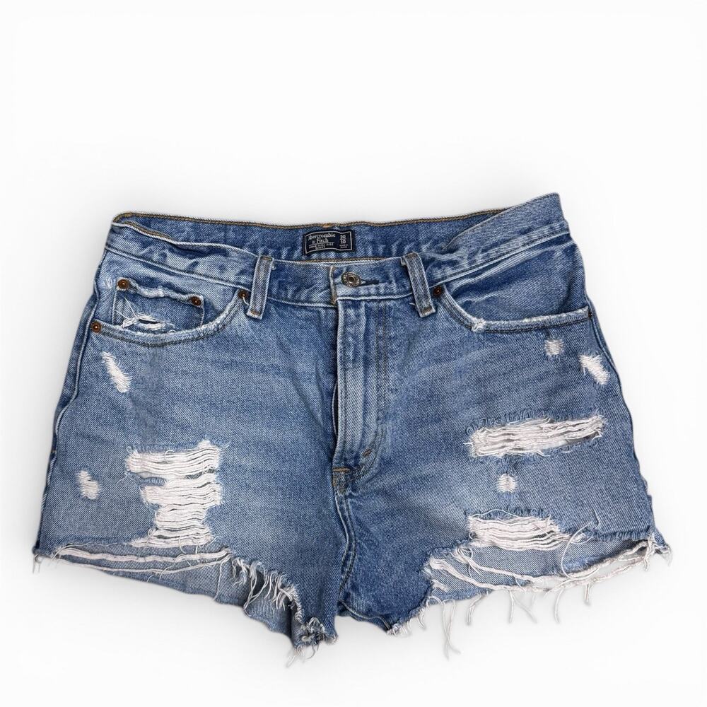 Abercrombie & Fitch Shorts 2 Pair Blue Jean Annie High Rise Cutoff Distressed 30 - Picture 3 of 8